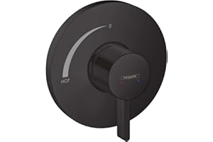 hansgrohe Ecostat S Modern Minimalist Easy Control 1-Handle Pressure Balance Shower Valve Trim in Matte Black, 15739671