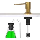 Brushed Gold Soap Dispenser for Kitchen Sink, Built in Soap Dispensers, Stainless Steel Sink Soap Dispenser or Lotion Dispenser Pump with 47" Extension Tube Kit, Upgraded Metal Check Valve