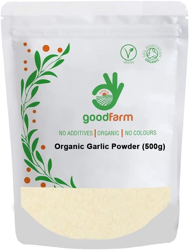 GoodFarm Organic Garlic Powder 500g - Premium Quality, Certified Organic | Superior aroma & taste | Great addition to food preparations (bakes, breads, stews), GFGARL000500P0
