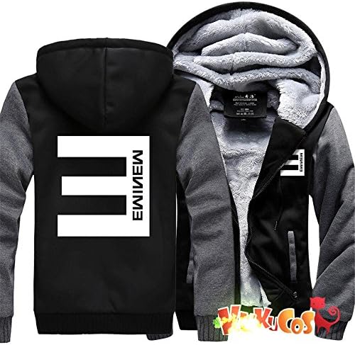 Anishop /Unisex Velvet Coat Eminem Thick Fleece Hoodie C Winter Warm Sweatshirt XL