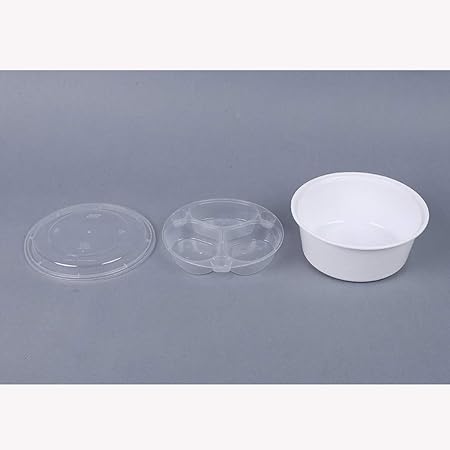 Xiao-bowl3 400 Caja Redonda 3 Compartimiento de Rejilla Desechable ...