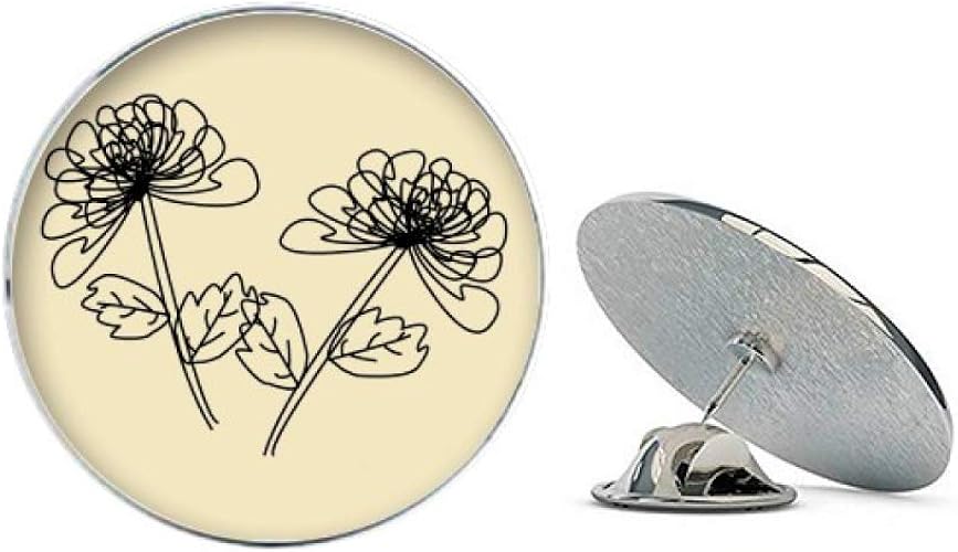 Amazon 手描き 菊 ライン イラスト ラウンド メタル タック ハット ピン ブローチ ブローチ 通販