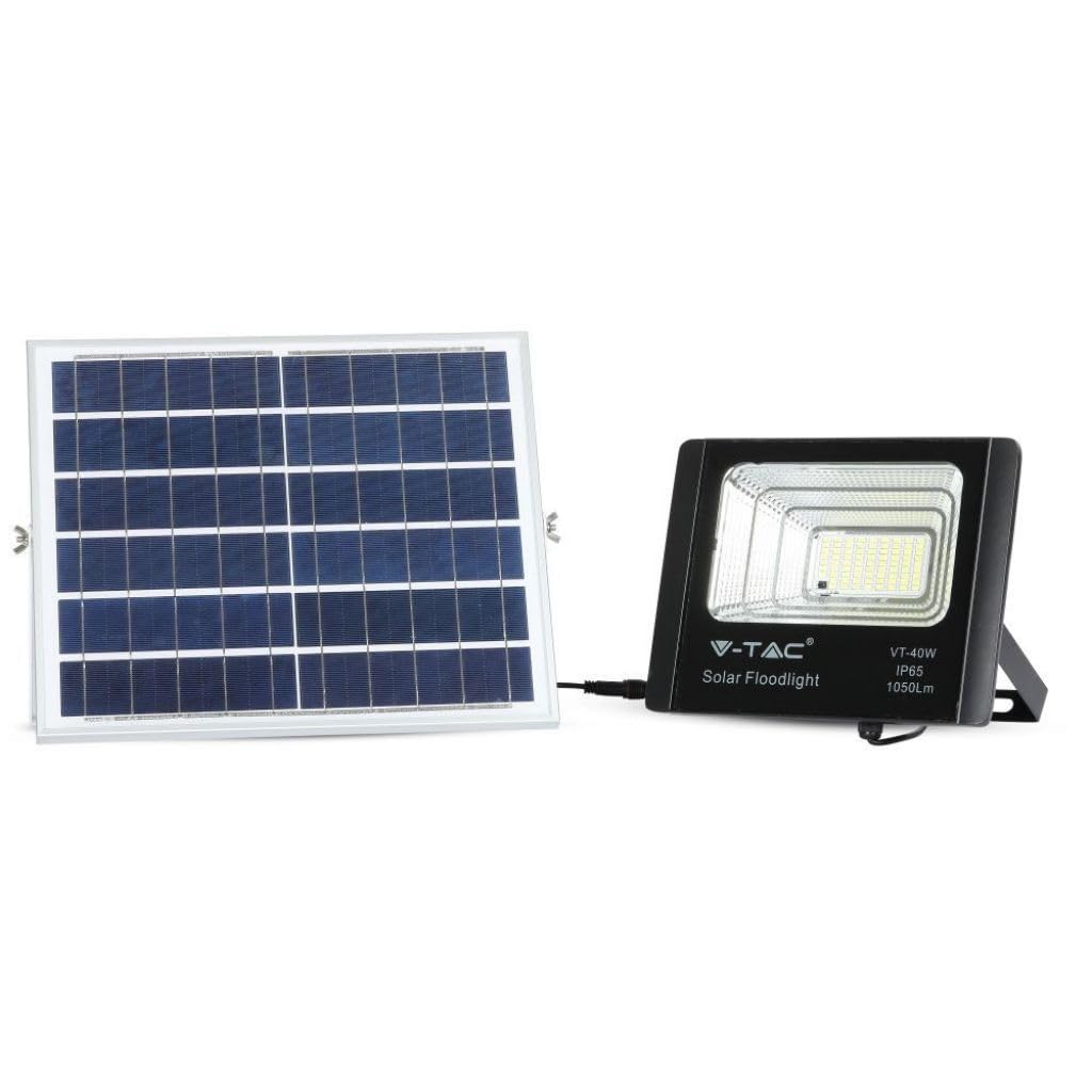 V-TAC LED Headlight 40W with Solar Panel and Remote Control 6000K