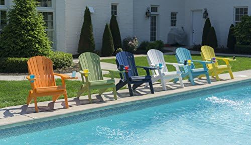 Furniture Barn USA Poly Folding Adirondack Chair with Cup and Smart Phone Holder - White Color