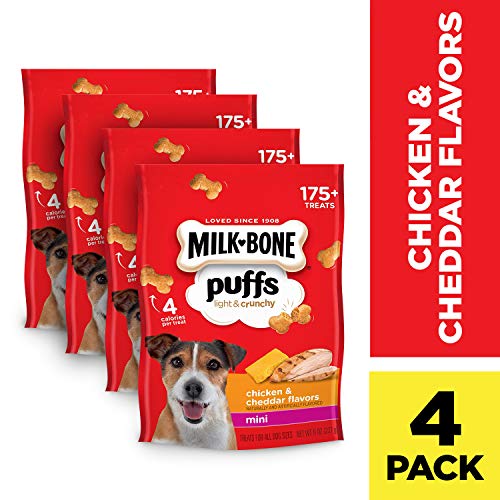MilkBone Puffs Dog Treats, Chicken & Cheddar Flavors, Mini Treats, 8