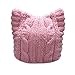 BIBITIME Handmade Knit Pussycat Hat Women's March Parade Cap Cat Ears Beanie (Adult-Pink, Reference)