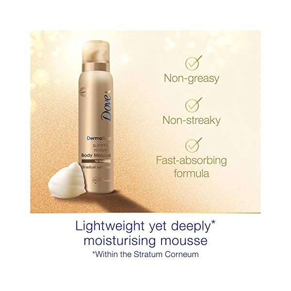 Dove-DermaSpa-Summer-Revived-Skin-Gradual-Fake-Tan-Body-Mousse-Streak-Free-For-Fair-to-Medium-Unisex-For-Men-And-Women-48h-moisturisation-Holiday-Essentials-Natural-look-Tan-150ml Dove Summer Revived Light to Medium Gradual Self Tan Body Mousse 1 Tanning Mousse For a Natural-Looking Self Tan Gradual…