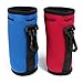 Neoprene Water Bottle Drawstring Insulators, Set of 2 Red and Blue Sleeves with Clip
