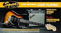 Squier by Fender Affinity Stratocaster Beginner Electric Guitar Pack with Fender FM 15G Amplifier, Clip-On Tuner, Cable, Strap, Picks, and gig bag  - Brown Sunburst
