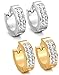 Jstyle Stainless Steel Womens Mens Hoop Earrings Huggie Earrings CZ Piercings 2 Pairs 18G