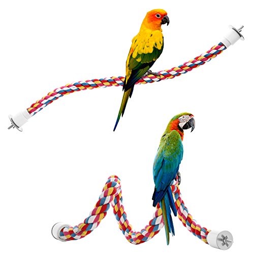 Jusney The Large Parrot Cage Toys Parrot Rope Bungee Climbing Ropes,Swing Toys,Spiral Standing Toy (41 inches)