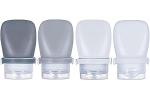 WXOIEOD 1 oz Travel Bottles, Leakproof Silicone Squeeze Bottle Mini Travel Size Container for Toiletries Lotion Shampoo and Conditioner Liquid Salad Dressing to go Condiment, TSA Approved, 4 Pack