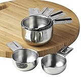 Measuring Cups Stainless Steel 6 Piece Stackable Set by KitchenMade (Kitchen)