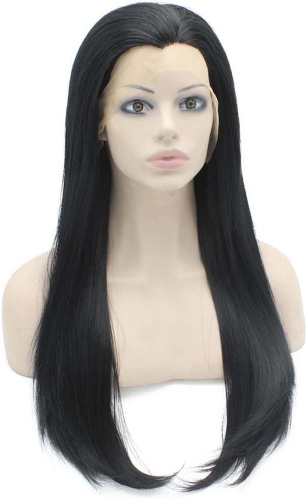 Long Straight Black Natural Synthetic Lace Front Wig - Image 3