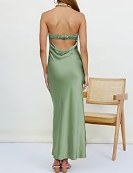 Realtix Satin Silk Backless Tube Tops Maxi Dress