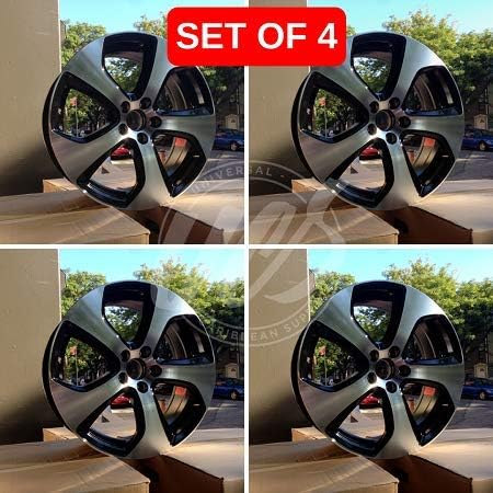 New 16 inch x 7 Wheels Rims GTI Sport Style Black Machined Face 5 Lug Compatible With Volkswagen Rabbit Jetta 5X112 Set Of 4