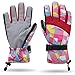 KINEED Waterproof Windproof Girls Boys Youth Winter Ski Snow Snowboard Riding Cycling Warm Gloves Large Red