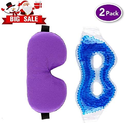 Heated Microwavable Hot Eye Mask and Gel Eye Mask Cold Pack (2 PACKS）,Linseed Moist Heat Eye Compress for Dry Eyes Tired Eyes & Ice-cold Gel Beads Eye Mask for Puffy Eyes, Relieve Eye Stress Effective