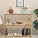 COSTWAY 3-Tier Bamboo Shelf Rack Adjustable Utility Storage Free Standing Bathroom Kitchen Living Room Organizer Holder Stand (3-Tier)