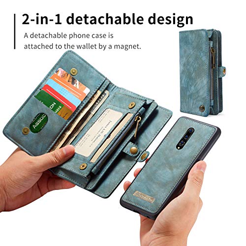 image for Simicoo OnePlus 7 Pro Leather Wallet Zipper Purse Detachable Card Slot