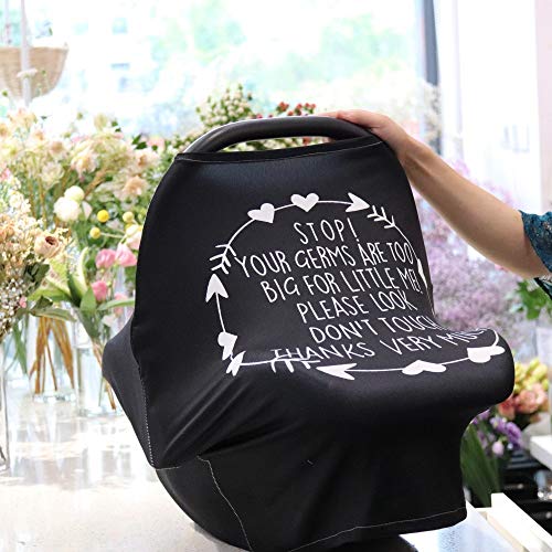 Nursing Cover Breastfeeding Scarf with Safety Warning No Touching Sign - Baby Car Seat Covers Soft Breathable Stretchy Infant Car Seat Canopy Cover Shopping Cart, Stroller, Carseat Covers - Thumbnail 7