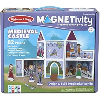 Melissa & Doug Magnetivity Magnetic Tiles Building Play Set - Medieval Castle (82 Pieces, STEM Toy, Great Gift for Girls and Boys - Best for 4, 5, 6, 7, 8 Year Olds and Up)