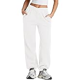 Herseas Women's V Crossover Waist Sweatpants Baggy Y2K Jogger Pants Wide Leg Fleeced Lounge Pants