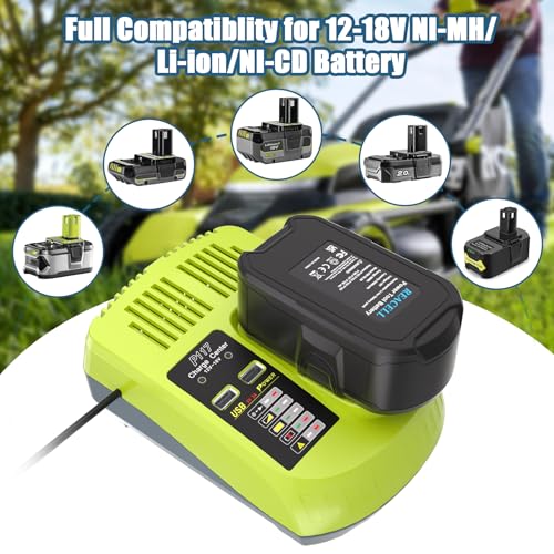 2PCS 18V 5.5Ah P108 Replacement Battery for Ryobi + P117 Charger BCL14181H, for Ryobi One+ Battery RB18L50 RB18L25 RB18L40 RB18L20 RB18L15 RB18L13 P104 P105 P106 P107 P108 (2 Batteries+Charger)