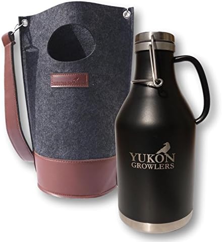 Yukon Growlers Premium Insulated Stainless Steel Growler - Keep Your Beer Cold and Carbonated for 24 Hours in This Double-Walled Vacuum Growler with Swing-Top Lid and Handle for Easy Pouring - 64 oz