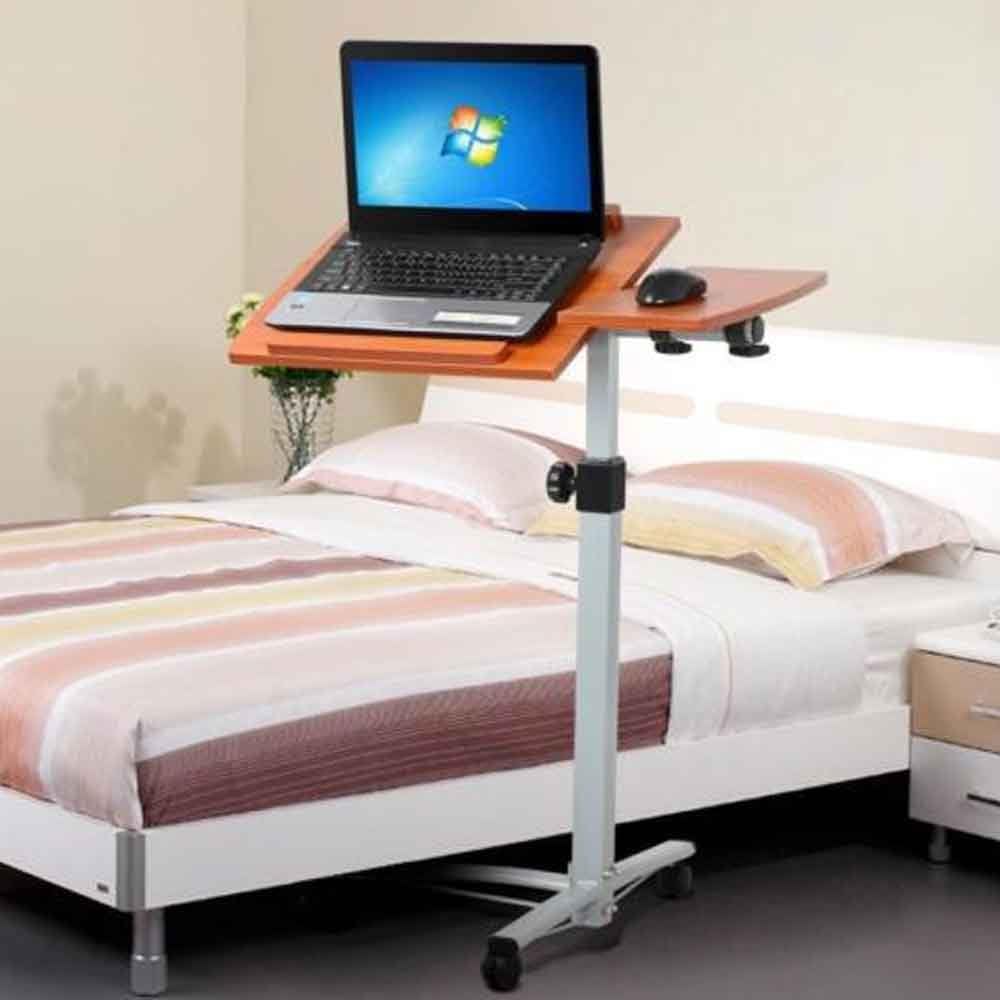 Binrrio Height Adjustable Rolling Computer Desk Laptop Notebook Stand Tiltable Tabletop Desk/Bed Side Table Hospital Table Stand W/Lockable Casters