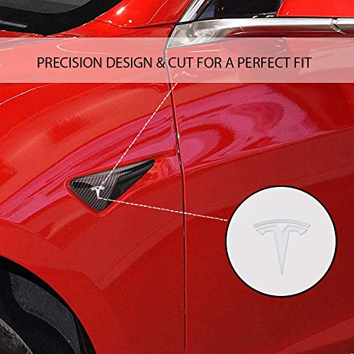 CoolKo Car Front Side Turn Signal Light T - Logo Stickers Exterior Decoration Compatible with Model X, S, 3 [ 4 Pieces - Silver ] - Thumbnail 4