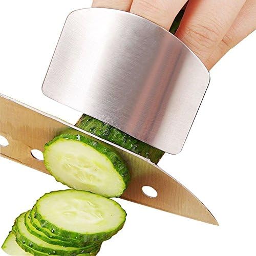 2-PACK Stainless Steel Finger Guard Slicing Cutting Protector to Avoid Accidents when Slicing and Dicing Useful Kitchen Tool Gadget (NEW STYLE) by thepinkflamingo