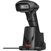 Tera Barcode Scanner with Charging Cradle: 1D 2D QR Wireless Reader, HW0005 | 2.4G Wireless, Charging Stand with Built-in 2.4G Receiver, IP54, 1000mAh, Prefix Suffix, Retail, Warehouse, School, Library