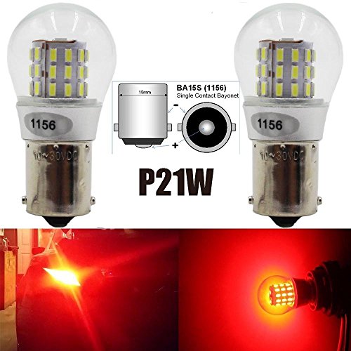 AMAZENAR 2-Pack 1156 BA15S 7506 1141 1003 1073 Extremely Bright Red LED Light 9-30V-DC, AK-3014 39 SMD Replacement Bulbs for Tail Brake Light Lamps