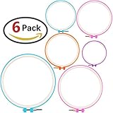 ZesGood 6 Pieces Embroidery Hoops Cross Stitch Hoop Embroidery Circle Set for DIY Art Craft, Plastic, 6 Different Size