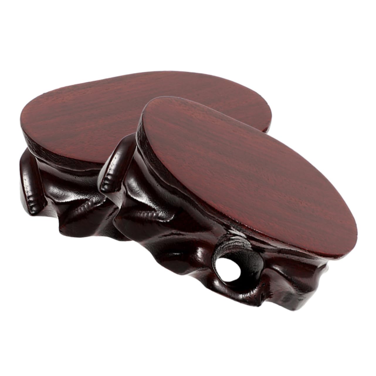 KONTONTY Wooden Display Base 3.54X1.97 Inch Oval Riser Stand for Crafts Statues Planters and Incense Burners Stable Ornament Holder for Home Tea Shops Museums