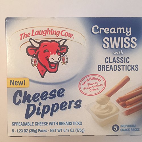 Laughing Cow Cheese Dippers with Breadsticks - Creamy Swiss ( Pack of 4 )
