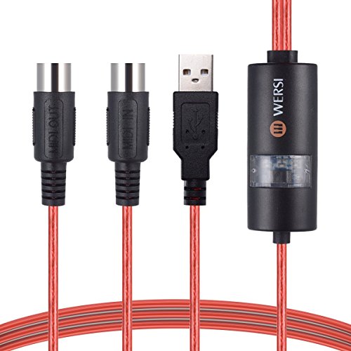 USB MIDI Cable Interface Midi to USB IN-OUT Cable Converter for Mac PC Laptop to Music Piano Keyboard 6.5Ft