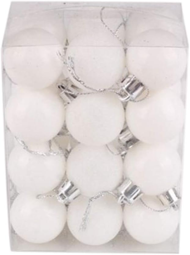 Tree Trays & Mats - newshijieCOb 24Pcs 3cm Plastic Christmas Balls Baubles, Home Hotel Christmas Tree Hanging Ornaments Christmas Party Supplies White