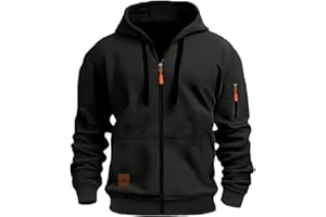 Hoodies for Men Zip Up Trendy Lightweight Work Hoodie Casual Long Sleeve Athletic Workout Jackets with Multi Pockets