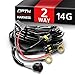 OPT7 LED Light Bar Heavy Duty Wiring Harness 14 Gauge 380W Dual Wiring Harness w/ Switch for Off Road - 11ft Dimmer Strobe 80ft Range Plug and Play Waterproof Relay Splitter