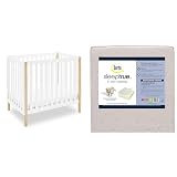 Delta Children Gio Mini Crib with 2.75" Mattress Included, Bianca White/Natural & Serta SleepTrue Mini Crib Mattress, Premium Sustainably Sourced Fiber Core