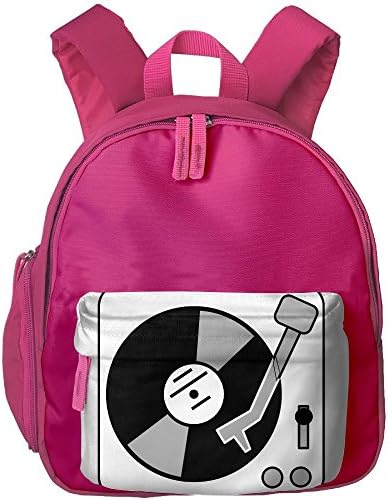 Turntable Music Vinyl Record Dj School Backpacks For Children Girls Boys Oxford Printed With Front Pocket Pink