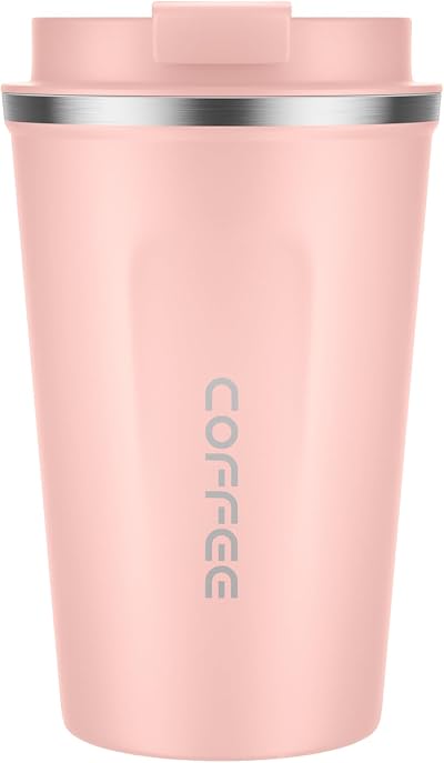 MOMSIV 380ml Vacuum Insulated Stainless Steel Coffee Cup Peachy-Pink