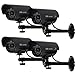 WALI Dummy Fake Simulated Surveillance Security CCTV Dome Camera Indoor Outdoor with One LED Light, Warning Security Alert Sticker Decal (TC-B4), 4 Packs, Black