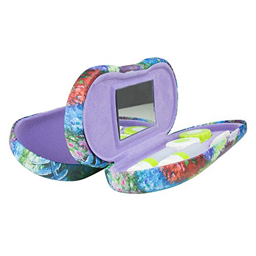 Dual Glasses and Contacts Case Double Sided 2 in 1 Clamshell Hard Case for Eyeglasses and