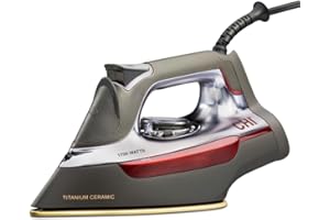 CHI Steam Iron for Clothes with 300+ Holes for Powerful Steam ing, Temperature Guide Dial, 1700 Watts, XL 10’ Cord, 3-Way Auto Shutoff, Titanium Infused Ceramic Soleplate, Silver (13101)