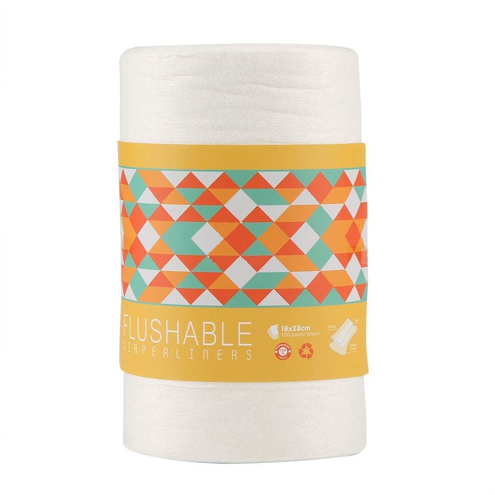 100Pcs Disposable Bamboo Fiber Diaper Liners Biodegradable Diaper Pad Flushable Nappy Liners for Cloth Diaper with Super Soft Absorbency