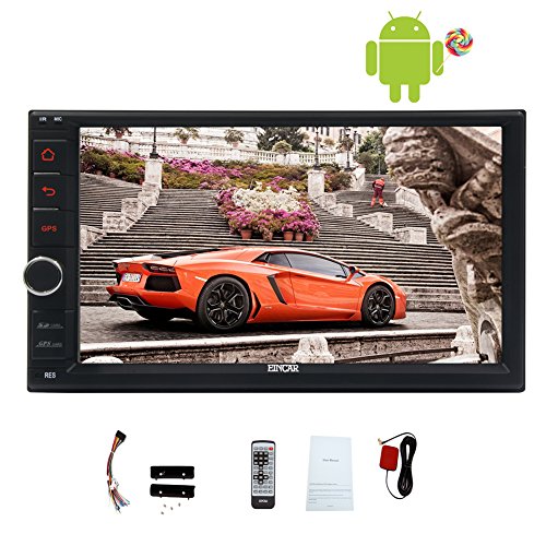 EinCar Android 5.1 System Quad Core Car NO DVD Player Auto Radio Video 1080P Multimedia Player 7'' Double din GPS Navigation Car Deck Head Unit support Screen Mirroring Function Wifi Wireless Remote