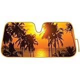 BDK UV Protect Foldable Accordion Durable Windshield Sun Shades â€“ Universal Fit for Car Auto Sedan Truck SUV (Golden Sunset)